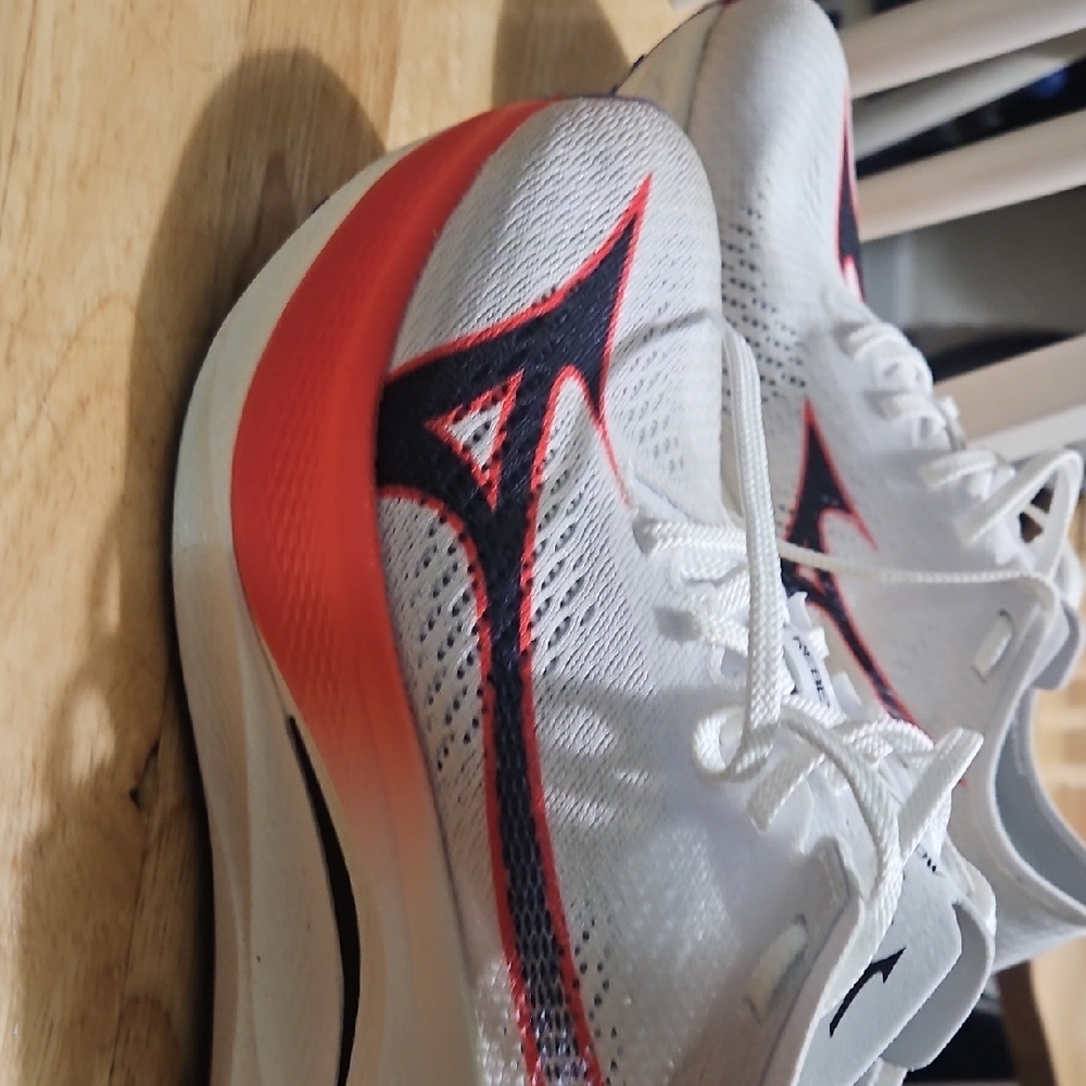 Mizuno White Black and Orange Athletic Running Shoes
